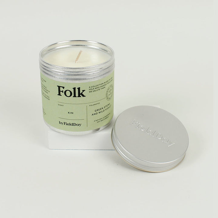 Folk Tin Candle - Green Tulip