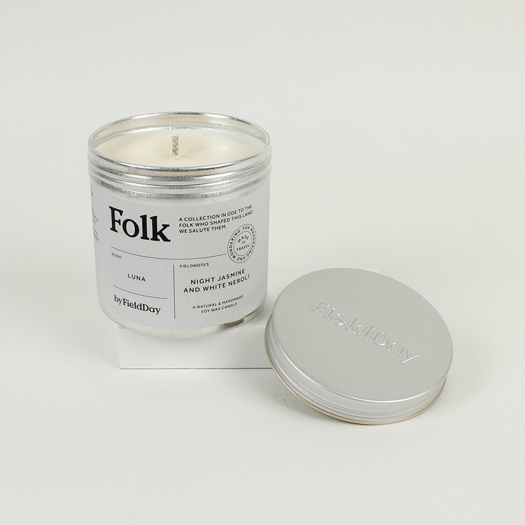 Folk Tin Candle - Green Tulip