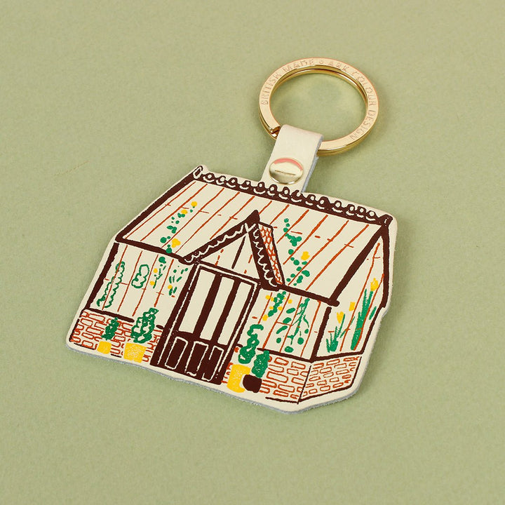 Leather Keyring - Green Tulip