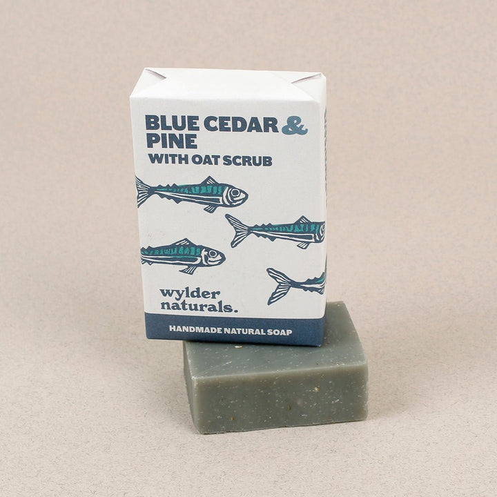 Natural Soap Bar - Blue Cedar & Pine with Oat Scrub - Green Tulip