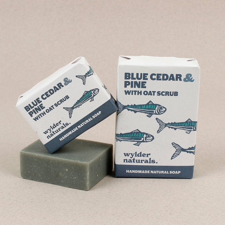 Natural Soap Bar - Blue Cedar & Pine with Oat Scrub - Green Tulip