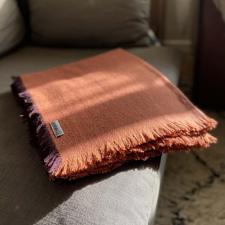 Recycled Wool Throw - 130cm x 170cm - Rust - Green Tulip