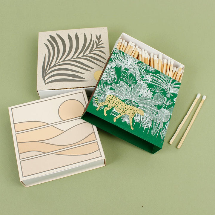 Square Matchbox - 125 Extra Long Matches - Green Tulip