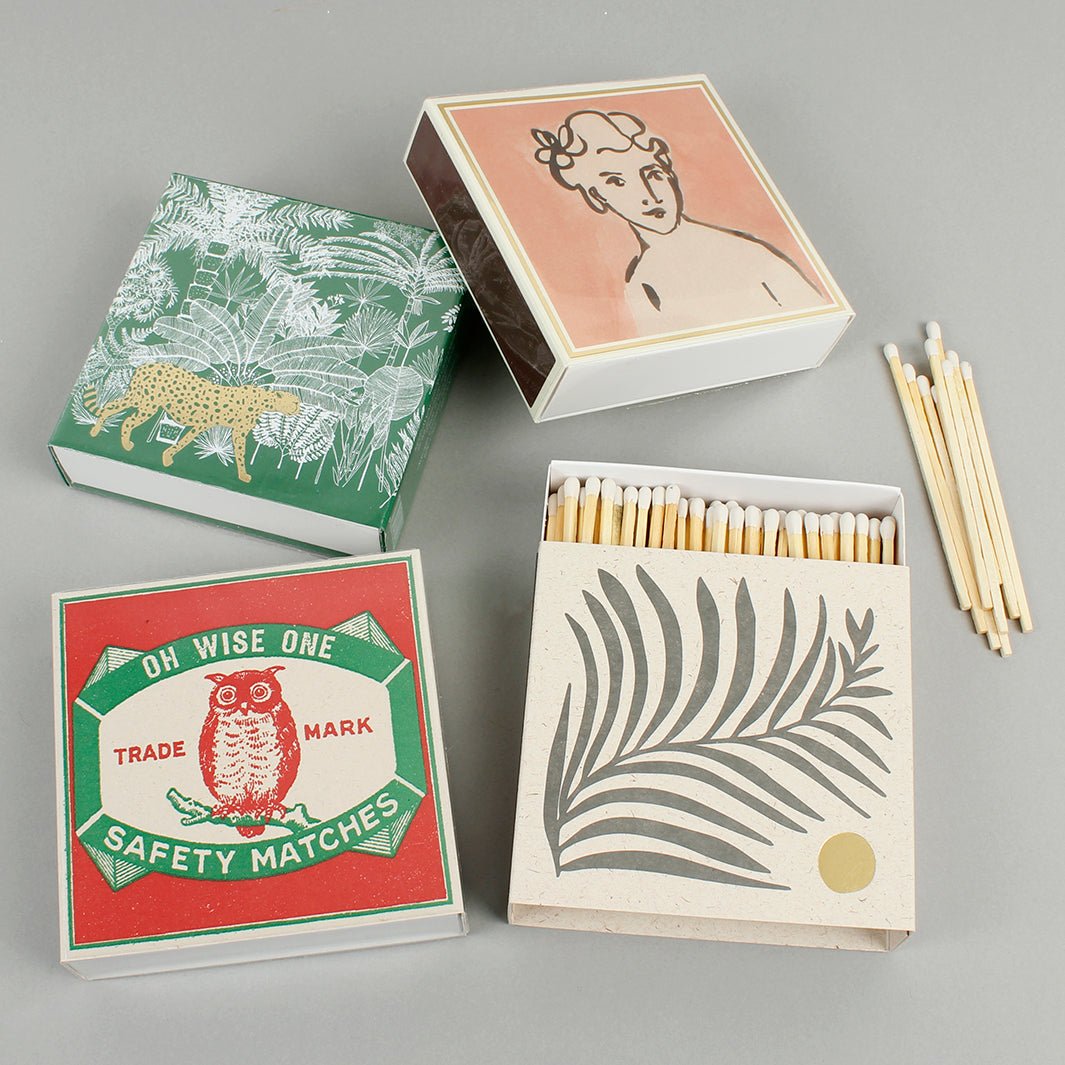 Square Matchbox - 125 Extra Long Matches - Green Tulip