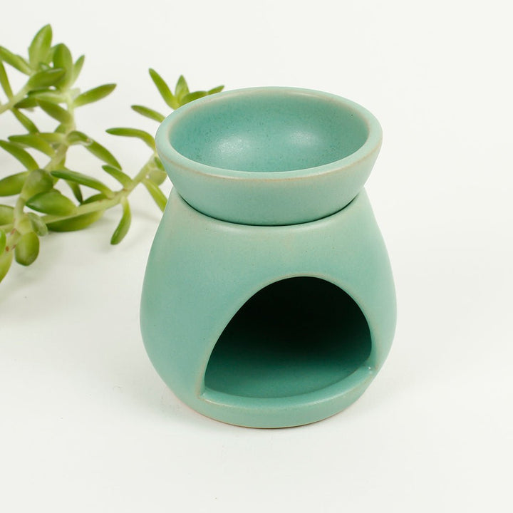 Sunu Stoneware Wax Melt/Oil Burner - Green Tulip